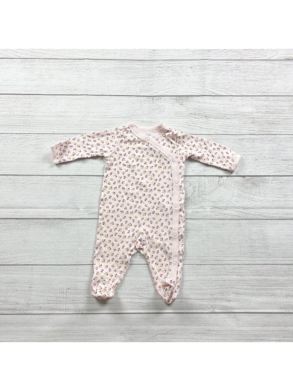 Carter's Girls Pink Floral Snap Footed Sleeper One Piece Pajamas 0-3 Months